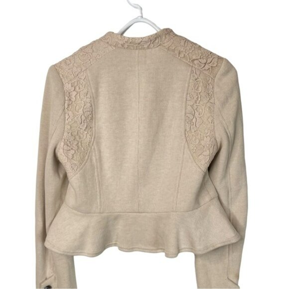 Free People We The Free Womens Military Jacket Lace Cropped Cream Lace Button 6 - Picture 11 of 16